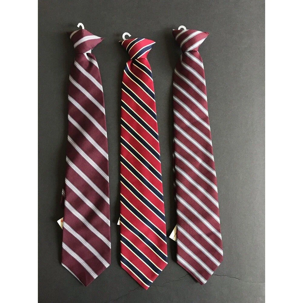 Vintage Youth Boys Neck Clip Ties Lot Of 3 Striped Ties  New